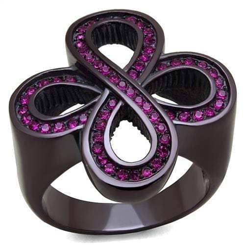 TK2763 - IP Dark Brown (IP coffee) Stainless Steel Ring with Top Grade Crystal in Fuchsia - Alamode - Flyclothing LLC