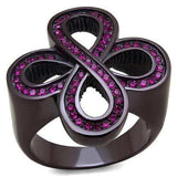 TK2763 - IP Dark Brown (IP coffee) Stainless Steel Ring with Top Grade Crystal in Fuchsia - Alamode - Flyclothing LLC