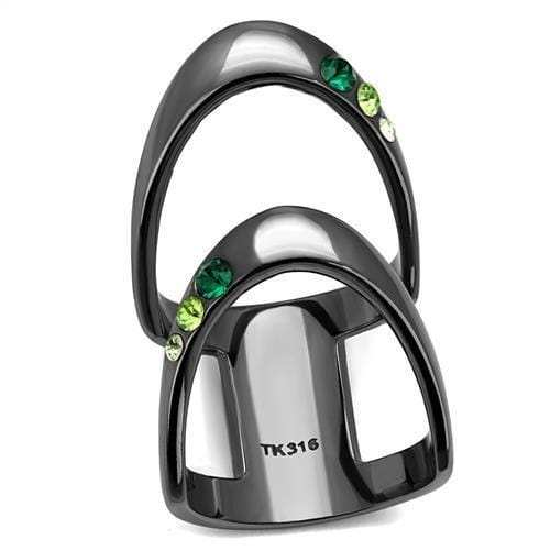 TK2768 - IP Light Black (IP Gun) Stainless Steel Ring with Top Grade Crystal in Multi Color - Alamode - Flyclothing LLC