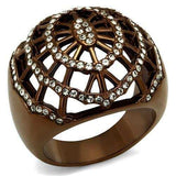 TK2772 - IP Coffee light Stainless Steel Ring with Top Grade Crystal in Clear - Alamode - Flyclothing LLC