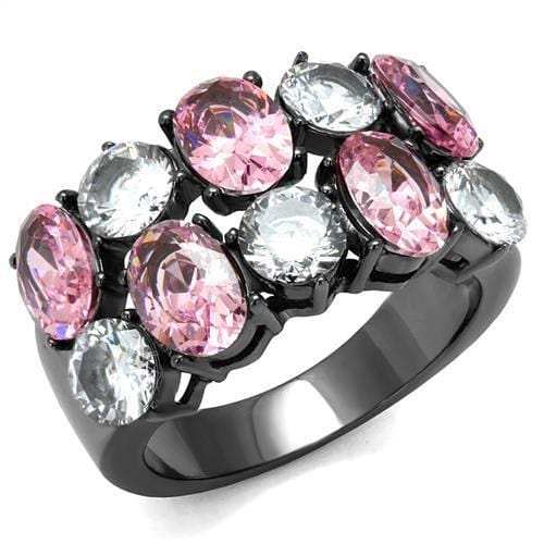TK2776 - IP Light Black (IP Gun) Stainless Steel Ring with AAA Grade CZ in Rose - Alamode - Flyclothing LLC