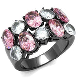TK2776 - IP Light Black (IP Gun) Stainless Steel Ring with AAA Grade CZ in Rose - Alamode - Flyclothing LLC