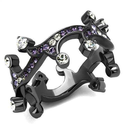 TK2780 - IP Light Black (IP Gun) Stainless Steel Ring with AAA Grade CZ in Clear - Alamode - Flyclothing LLC