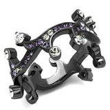 TK2780 - IP Light Black (IP Gun) Stainless Steel Ring with AAA Grade CZ in Clear - Alamode - Flyclothing LLC