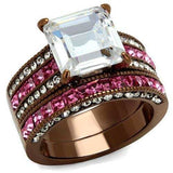 TK2782 - IP Coffee light Stainless Steel Ring with AAA Grade CZ in Clear - Alamode - Flyclothing LLC