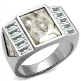 TK2784 - No Plating Stainless Steel Ring with AAA Grade CZ in Clear - Alamode - Flyclothing LLC