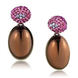 TK2787 - IP Coffee light Stainless Steel Earrings with Top Grade Crystal in Multi Color - Alamode - Flyclothing LLC