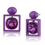 TK2789 - No Plating Stainless Steel Earrings with Top Grade Crystal in Fuchsia - Alamode - Flyclothing LLC