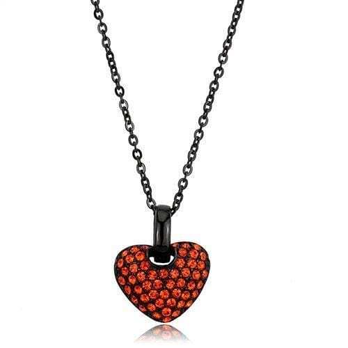 TK2791 - IP Black(Ion Plating) Stainless Steel Chain Pendant with Top Grade Crystal in Orange - Alamode - Flyclothing LLC