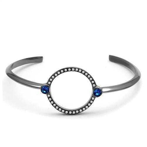 TK2792 - IP Light Black (IP Gun) Stainless Steel Bangle with Top Grade Crystal in Capri Blue - Alamode - Flyclothing LLC