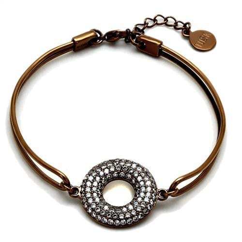TK2793 - IP Coffee light Stainless Steel Bangle with AAA Grade CZ in Clear - Alamode - Flyclothing LLC