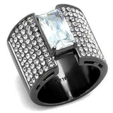 TK2798 - IP Light Black (IP Gun) Stainless Steel Ring with AAA Grade CZ in Clear - Alamode - Flyclothing LLC