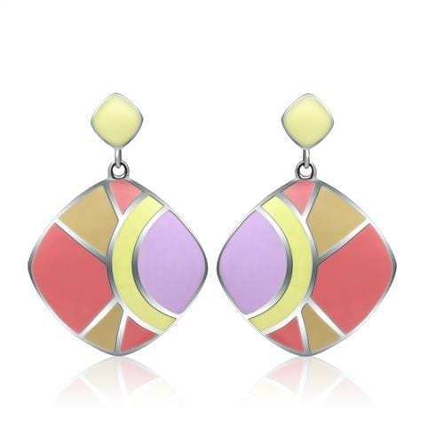 TK279 - High polished (no plating) Stainless Steel Earrings with Epoxy in No Stone - Alamode - Flyclothing LLC