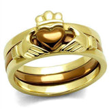 TK2801 - IP Gold & IP Light Brown (IP Light coffee) Stainless Steel Ring with No Stone - Alamode - Flyclothing LLC