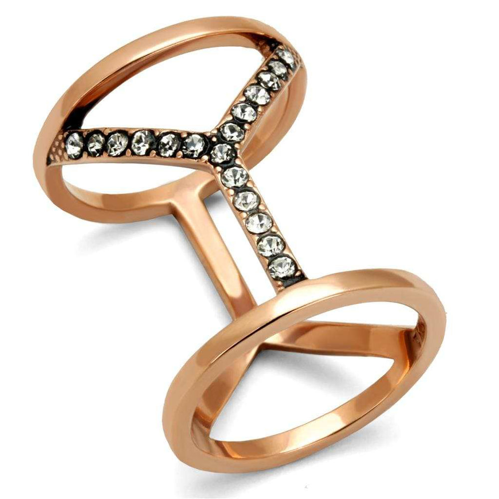 TK2825 - IP Rose Gold(Ion Plating) Stainless Steel Ring with Top Grade Crystal in Clear - Alamode - Flyclothing LLC