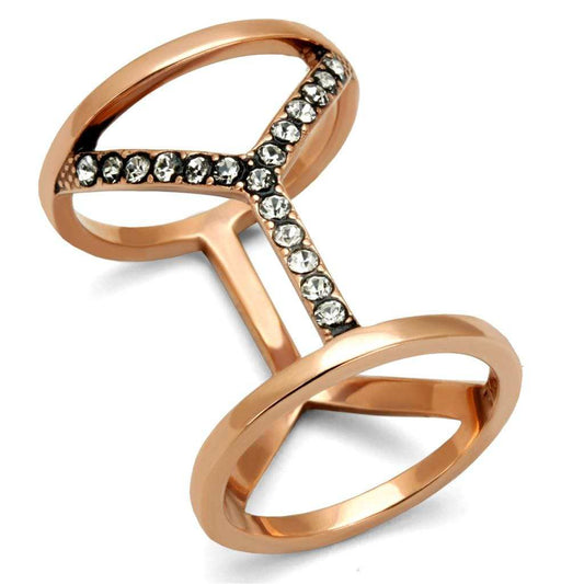 TK2825 - IP Rose Gold(Ion Plating) Stainless Steel Ring with Top Grade Crystal in Clear - Alamode - Flyclothing LLC