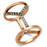 TK2825 - IP Rose Gold(Ion Plating) Stainless Steel Ring with Top Grade Crystal in Clear - Alamode - Flyclothing LLC