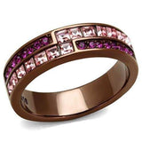 TK2837 - IP Coffee light Stainless Steel Ring with Top Grade Crystal in Multi Color - Alamode - Flyclothing LLC