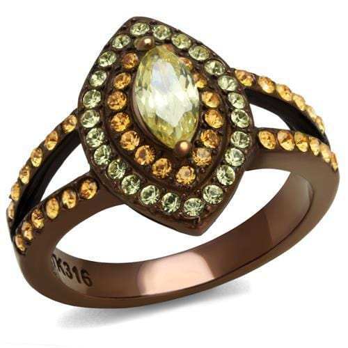 TK2838 - IP Coffee light Stainless Steel Ring with AAA Grade CZ in Citrine Yellow - Alamode - Flyclothing LLC