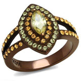 TK2838 - IP Coffee light Stainless Steel Ring with AAA Grade CZ in Citrine Yellow - Alamode - Flyclothing LLC
