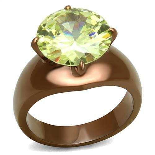 TK2839 - IP Coffee light Stainless Steel Ring with AAA Grade CZ in Apple Green color - Alamode - Flyclothing LLC
