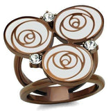 TK2841 - IP Coffee light Stainless Steel Ring with Top Grade Crystal in Clear - Alamode - Flyclothing LLC