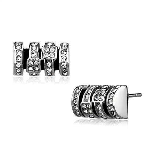 TK2849 - High polished (no plating) Stainless Steel Earrings with Top Grade Crystal in Clear - Alamode - Flyclothing LLC