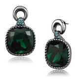 TK2852 - IP Light Black (IP Gun) Stainless Steel Earrings with Top Grade Crystal in Emerald - Alamode - Flyclothing LLC