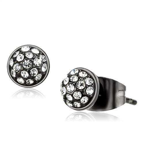 TK2854 - IP Light Black (IP Gun) Stainless Steel Earrings with Top Grade Crystal in Clear - Alamode - Flyclothing LLC