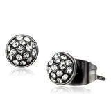 TK2854 - IP Light Black (IP Gun) Stainless Steel Earrings with Top Grade Crystal in Clear - Alamode - Flyclothing LLC