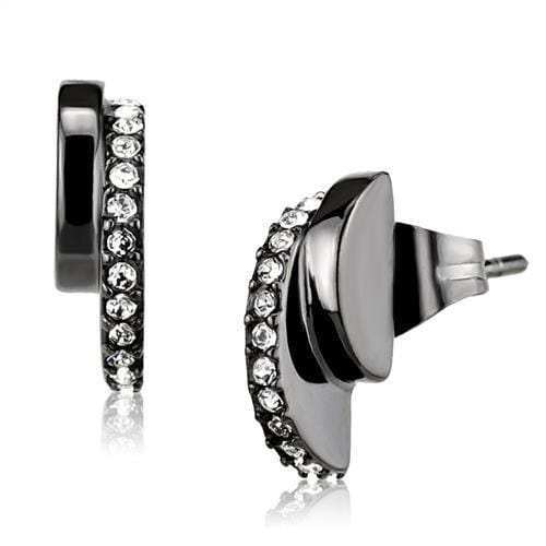 TK2855 - IP Light Black (IP Gun) Stainless Steel Earrings with Top Grade Crystal in Clear - Alamode - Flyclothing LLC