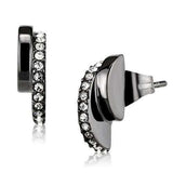 TK2855 - IP Light Black (IP Gun) Stainless Steel Earrings with Top Grade Crystal in Clear - Alamode - Flyclothing LLC