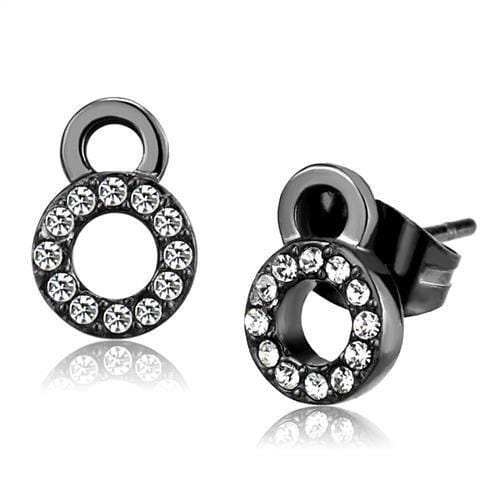 TK2856 - IP Light Black (IP Gun) Stainless Steel Earrings with Top Grade Crystal in Clear - Alamode - Flyclothing LLC
