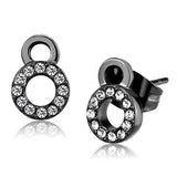 TK2856 - IP Light Black (IP Gun) Stainless Steel Earrings with Top Grade Crystal in Clear - Alamode - Flyclothing LLC