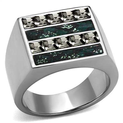 TK2861 - High polished (no plating) Stainless Steel Ring with Leather in Assorted - Alamode - Flyclothing LLC