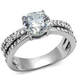 TK2862 - High polished (no plating) Stainless Steel Ring with AAA Grade CZ in Clear - Alamode - Flyclothing LLC