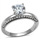 TK2864 - High polished (no plating) Stainless Steel Ring with AAA Grade CZ in Clear - Alamode - Flyclothing LLC