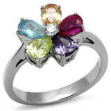 TK2867 - High polished (no plating) Stainless Steel Ring with AAA Grade CZ in Multi Color - Alamode - Flyclothing LLC