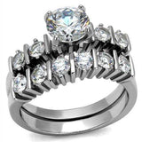 TK2869 - High polished (no plating) Stainless Steel Ring with AAA Grade CZ in Clear - Alamode - Flyclothing LLC