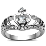 TK2870 - High polished (no plating) Stainless Steel Ring with AAA Grade CZ in Clear - Alamode - Flyclothing LLC