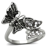TK2874 - High polished (no plating) Stainless Steel Ring with AAA Grade CZ in Clear - Alamode - Flyclothing LLC