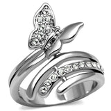 TK2875 - High polished (no plating) Stainless Steel Ring with AAA Grade CZ in Clear - Alamode - Flyclothing LLC