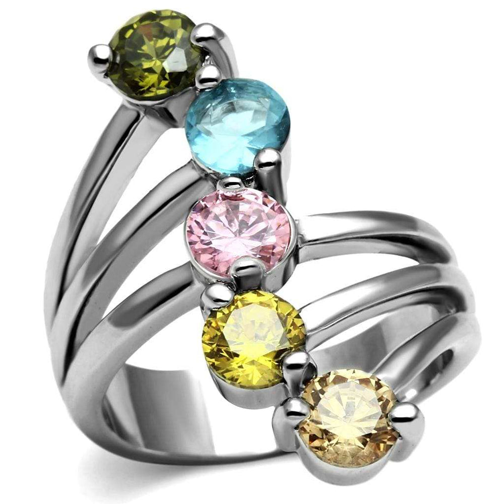 Sigrid Cocktail Ring - Stainless Steel, AAA CZ , Multi Color - TK2876 - Alamode - Flyclothing LLC