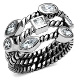 TK2880 - High polished (no plating) Stainless Steel Ring with AAA Grade CZ in Clear - Alamode - Flyclothing LLC