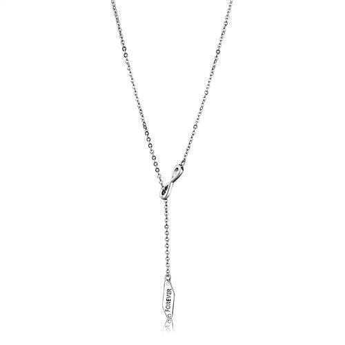 TK2894 - High polished (no plating) Stainless Steel Necklace with Top Grade Crystal in Clear - Alamode - Flyclothing LLC