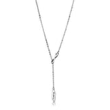 TK2894 - High polished (no plating) Stainless Steel Necklace with Top Grade Crystal in Clear - Alamode - Flyclothing LLC