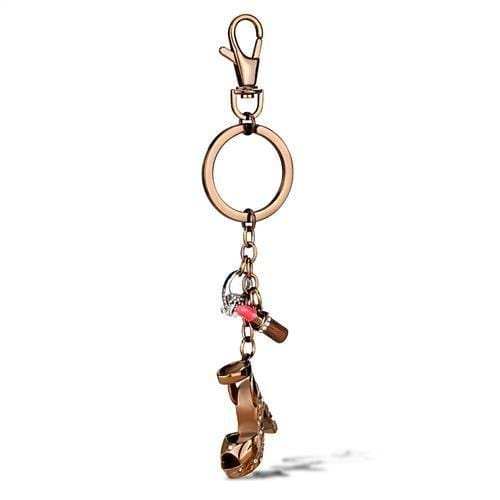 TK2896 - Two Tone IP Light Brown (IP Light coffee) Stainless Steel Key Ring with AAA Grade CZ in Clear - Alamode - Flyclothing LLC