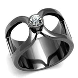 TK2897 - IP Light Black (IP Gun) Stainless Steel Ring with Top Grade Crystal in Clear - Alamode - Flyclothing LLC