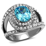 TK2900 - High polished (no plating) Stainless Steel Ring with Synthetic Synthetic Glass in Sea Blue - Alamode - Flyclothing LLC
