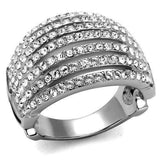 TK2901 - High polished (no plating) Stainless Steel Ring with Top Grade Crystal in Clear - Alamode - Flyclothing LLC